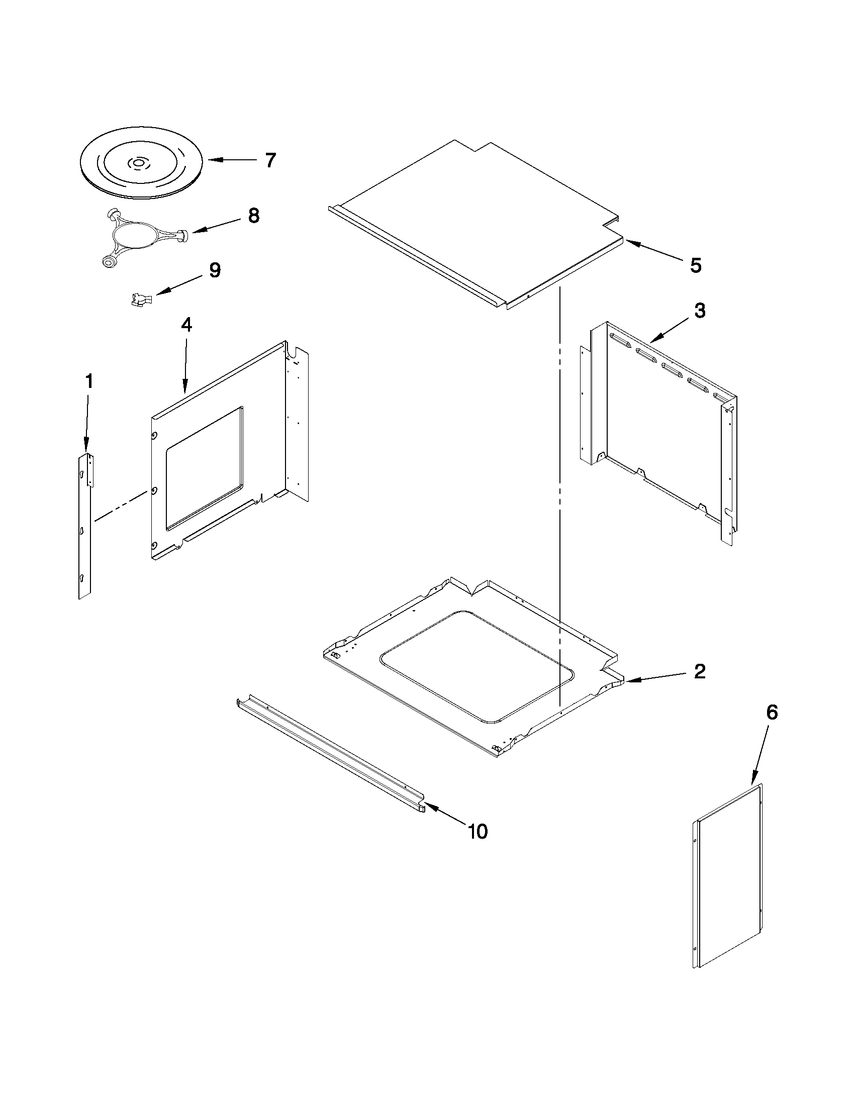 Top support and turntable parts