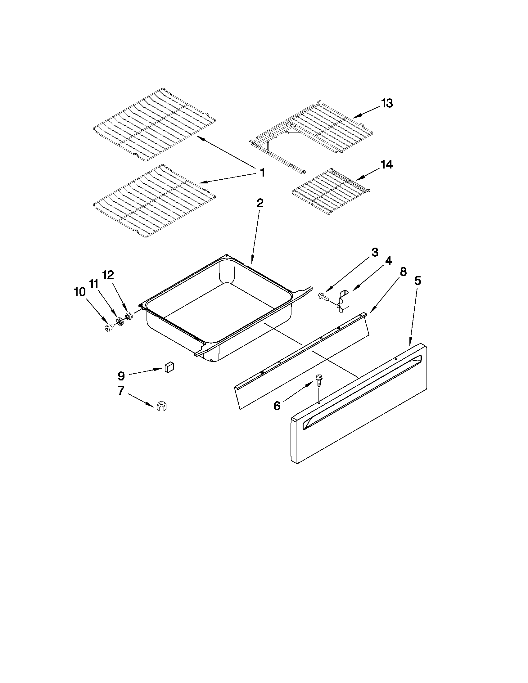 Drawer and rack parts