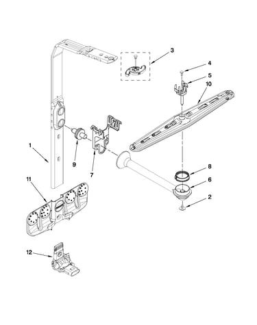 Upper wash and rinse parts