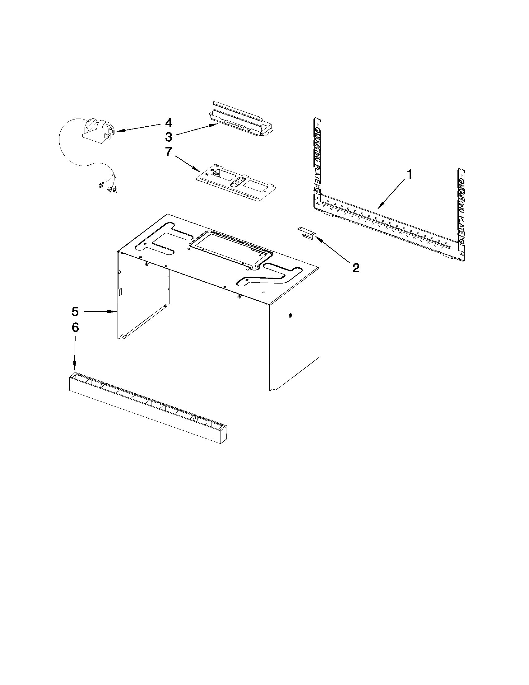 Cabinet and installation parts