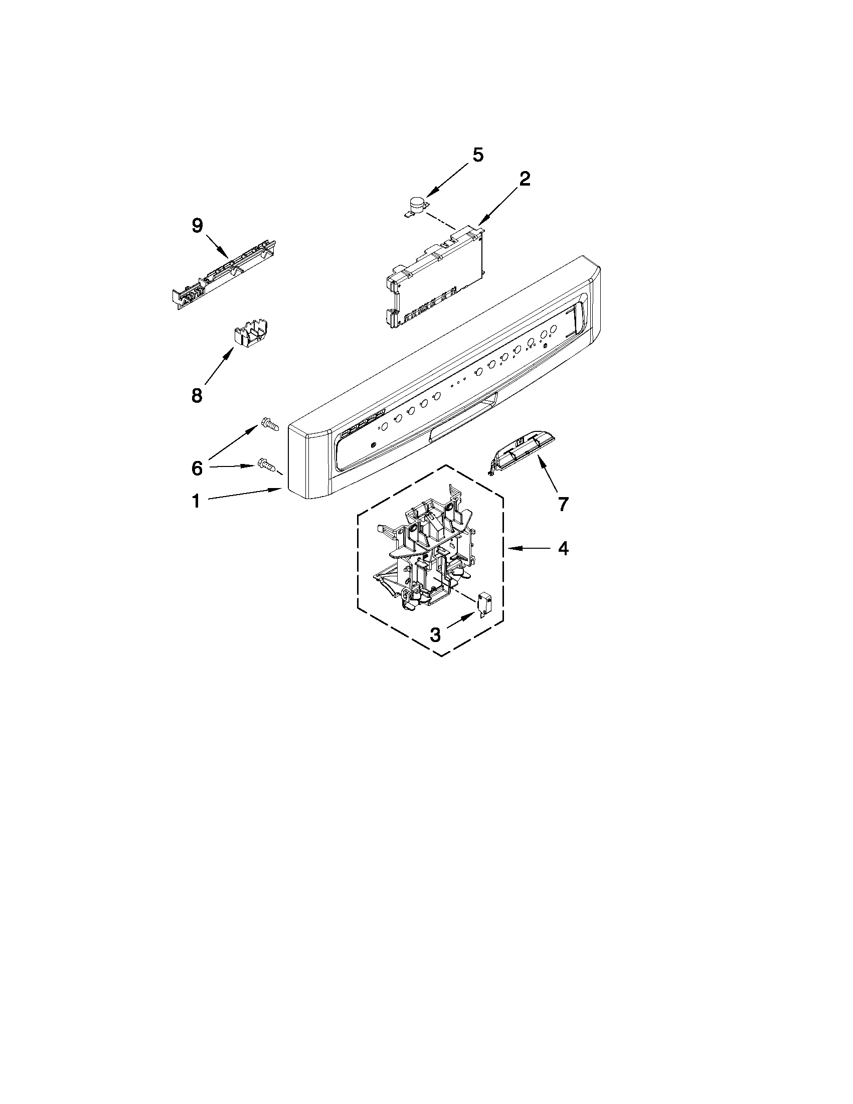 Control panel and latch parts