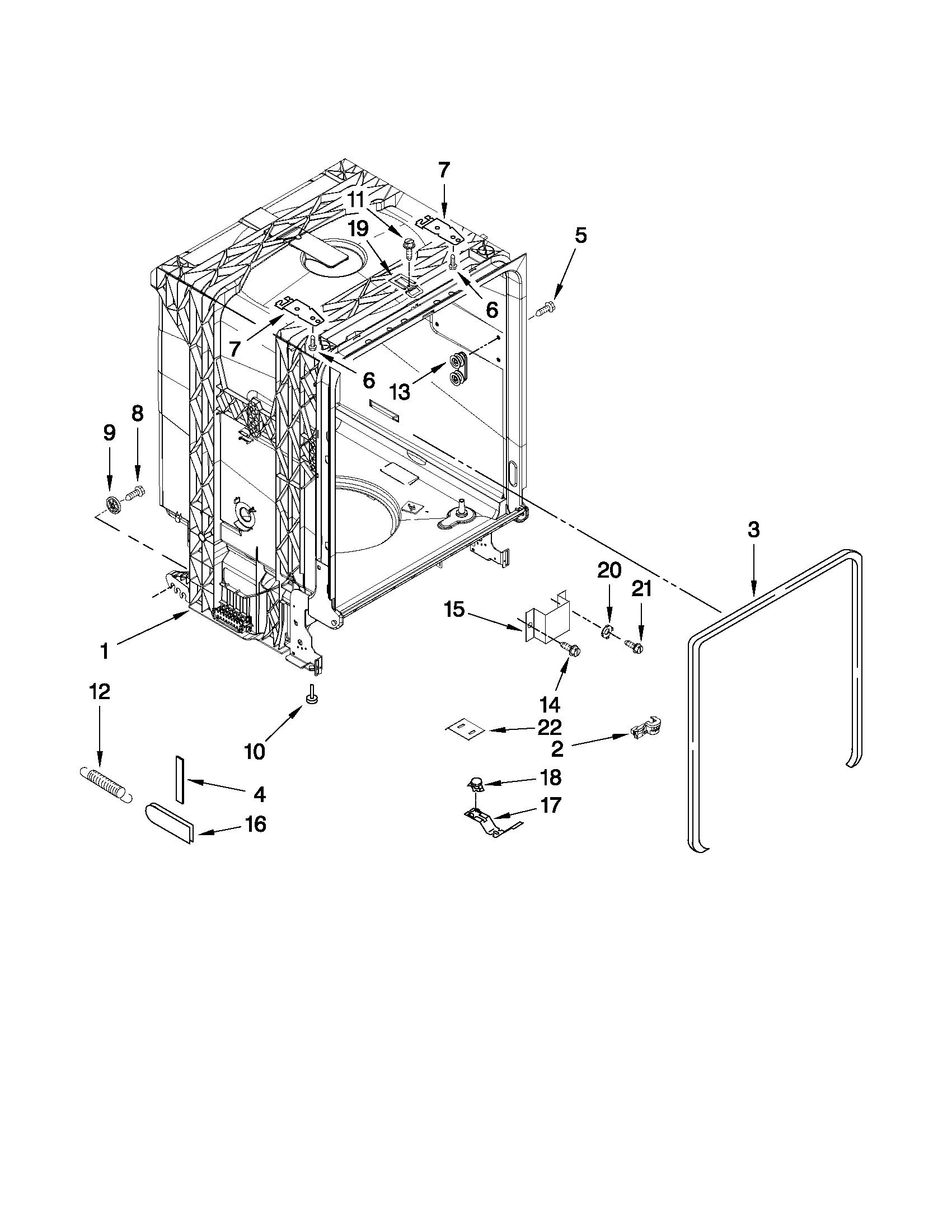 TUB AND FRAME PARTS