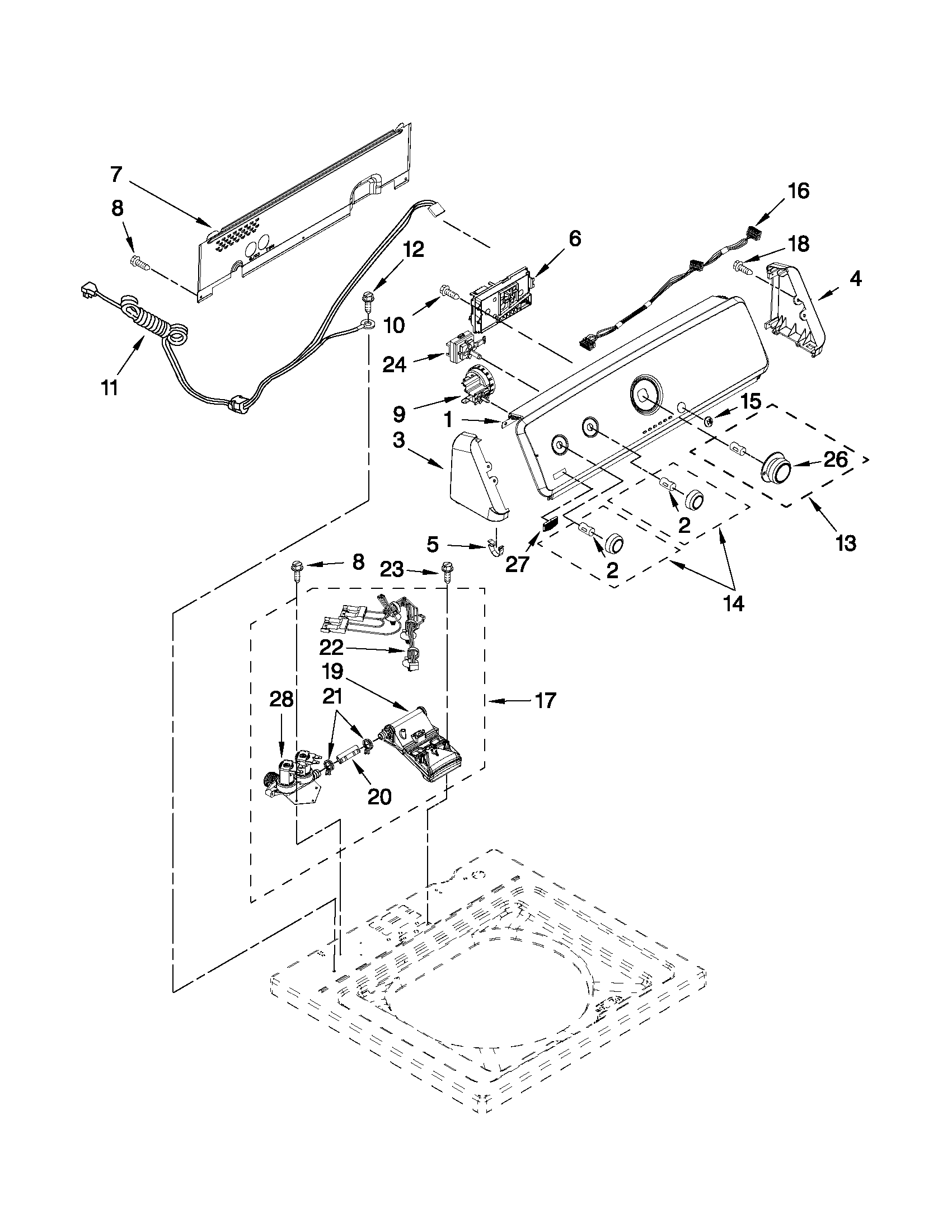 Controls and water inlet parts