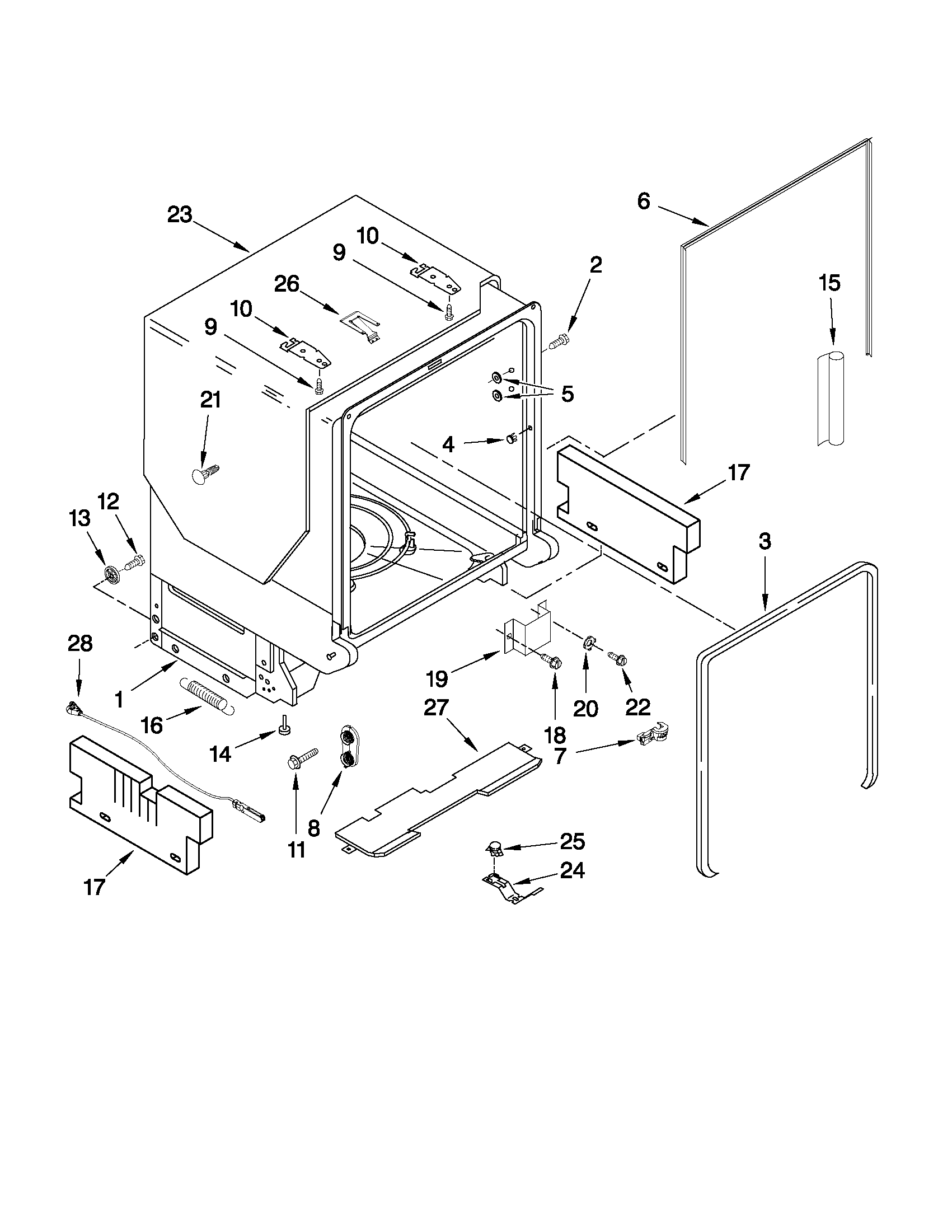 Tub and frame parts