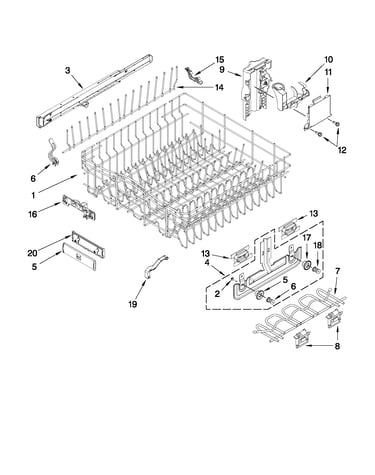 Upper rack and track parts