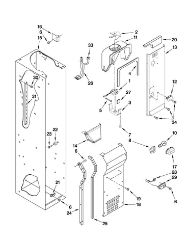 Freezer liner and air flow parts