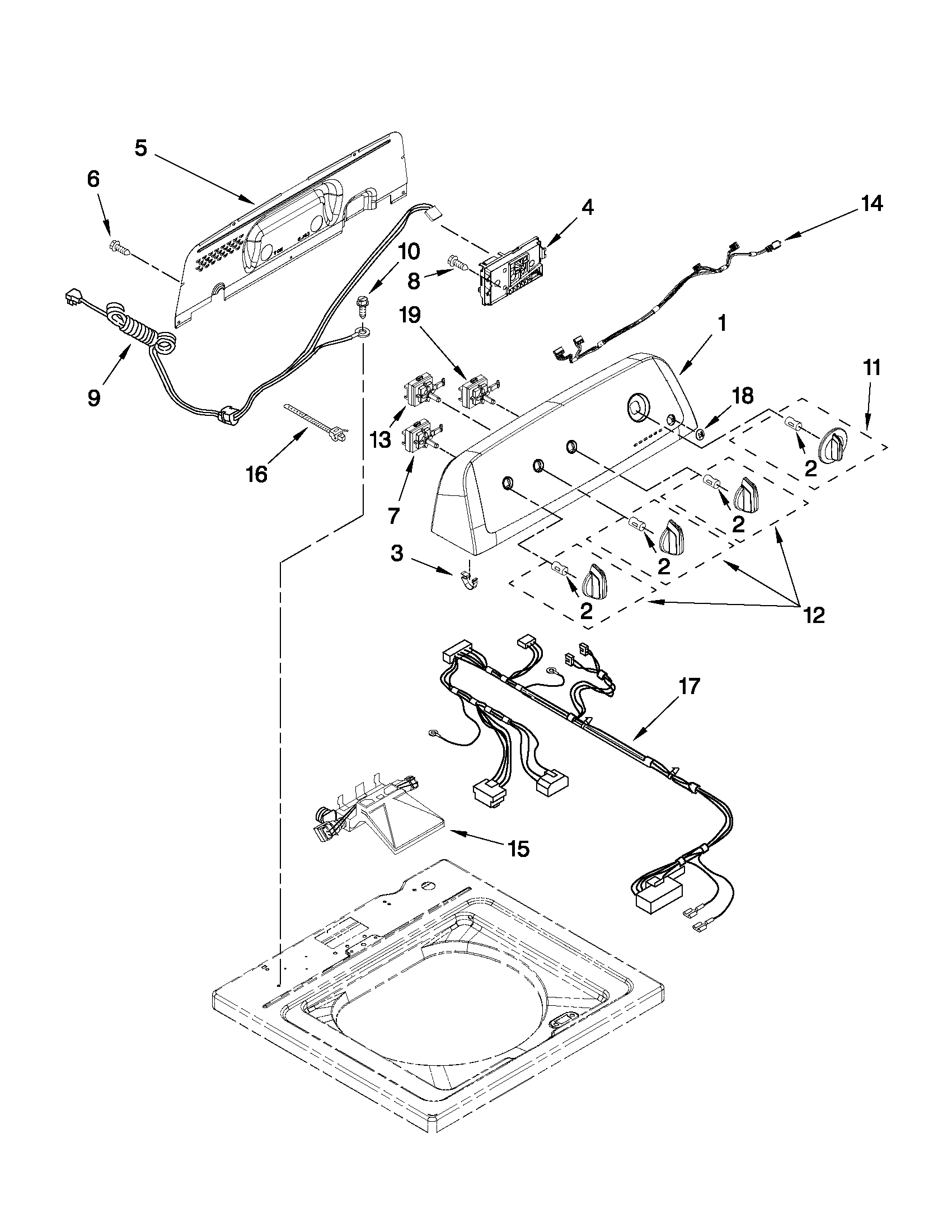Controls and water inlet parts