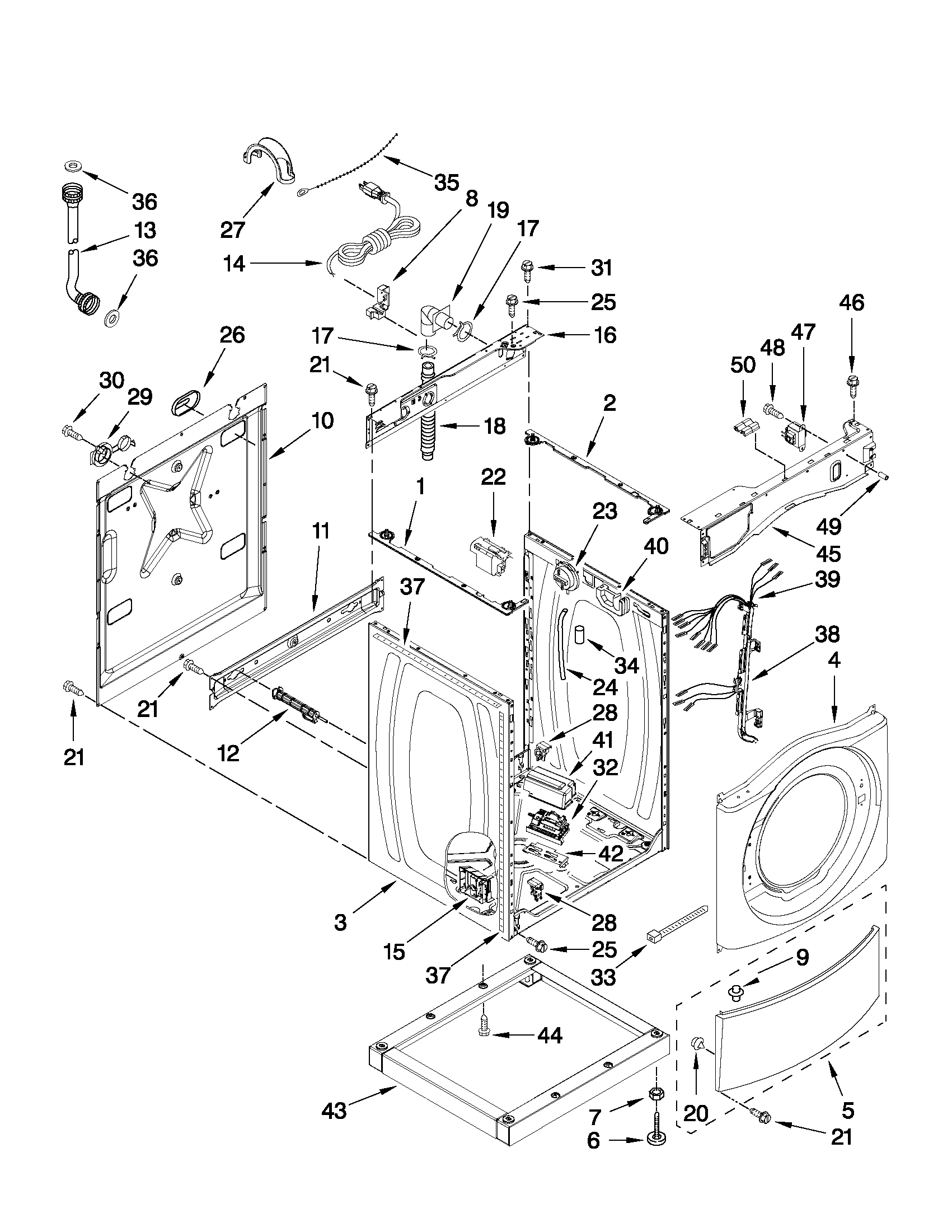 Washer cabinet parts