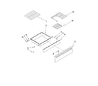Maytag MES5875BCB20 drawer and rack parts diagram