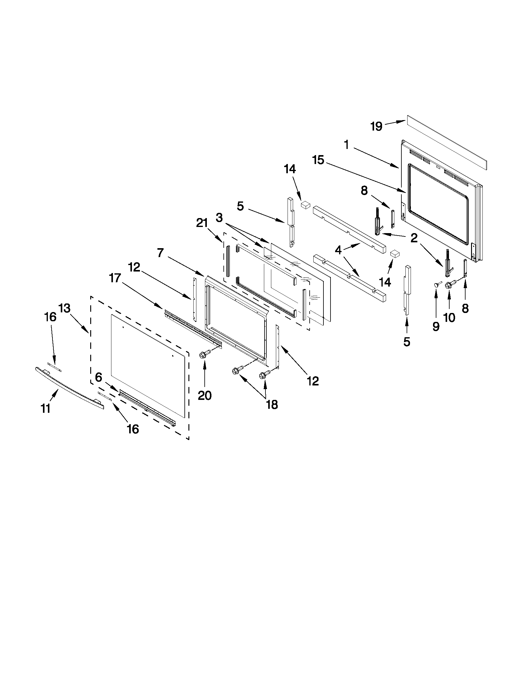 Oven door parts