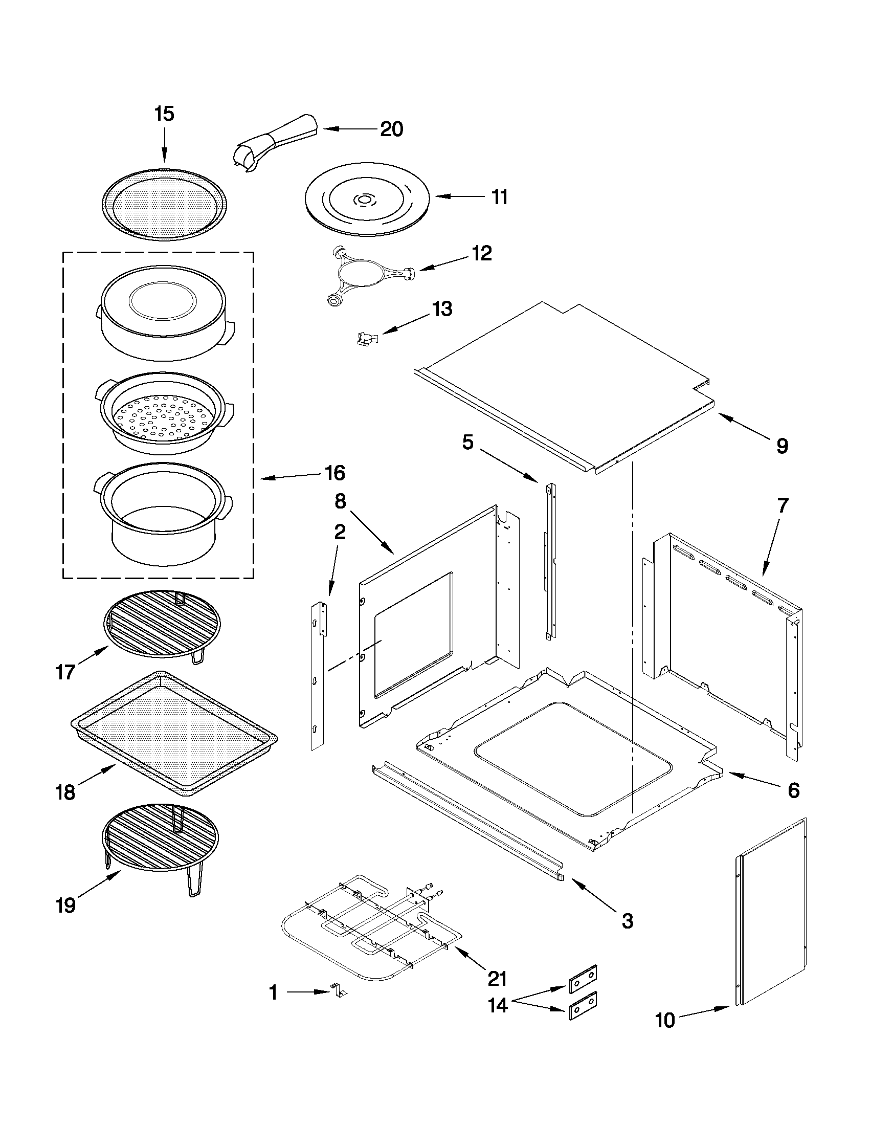 TOP SUPPORT AND TURNTABLE PARTS