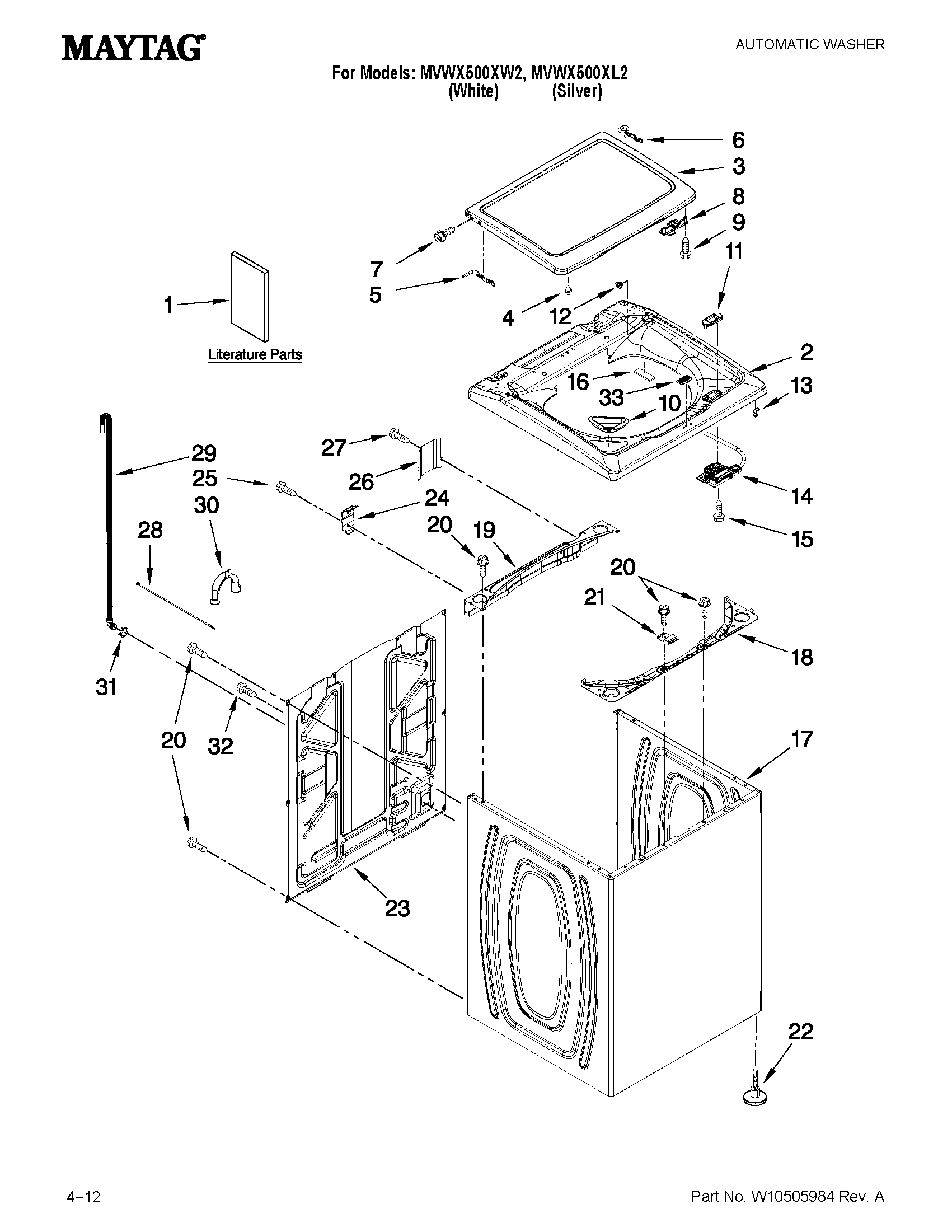 TOP AND CABINET PARTS