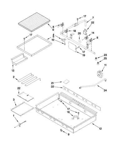 Burner box, gas valves, and switches