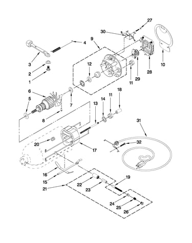 Motor and control parts