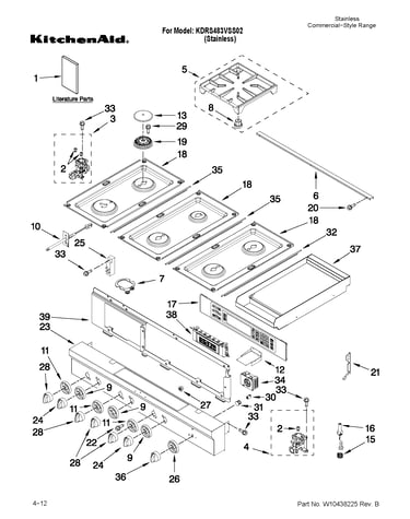 Cooktop, burner and grate parts