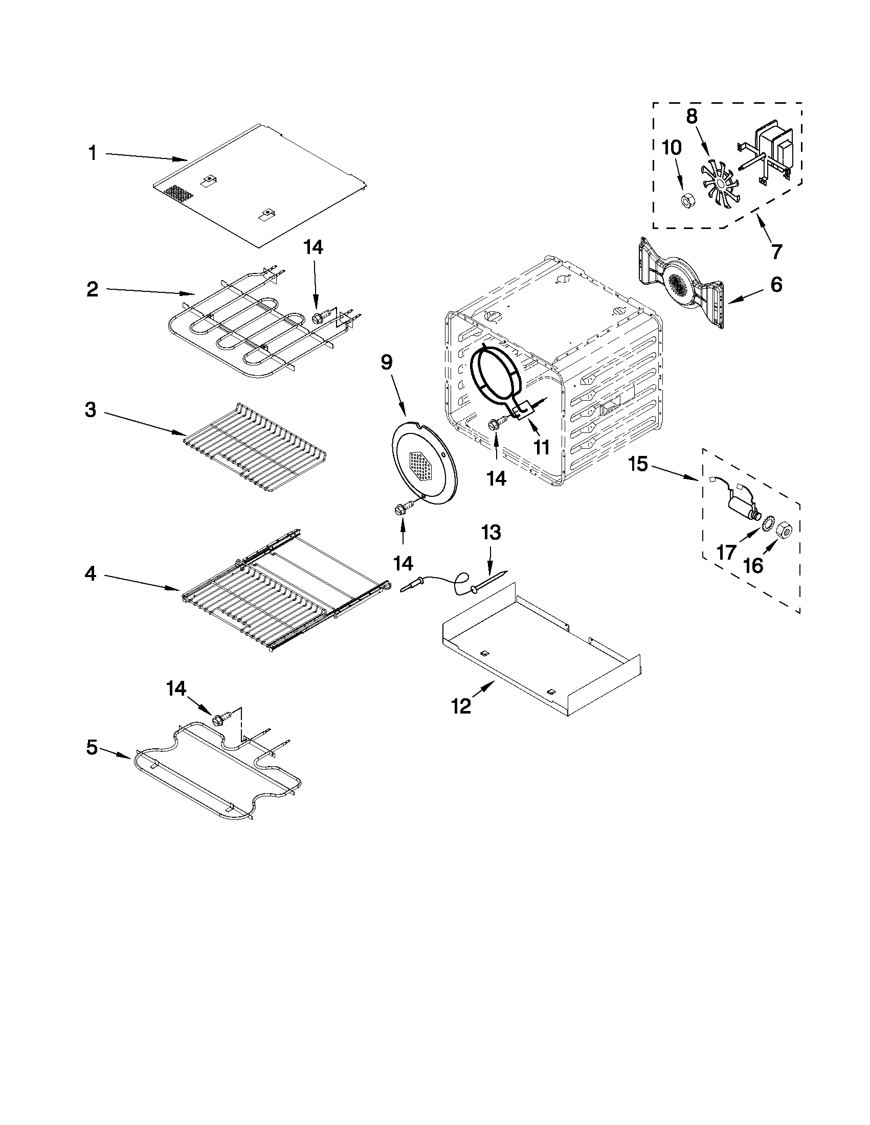 30" internal oven parts