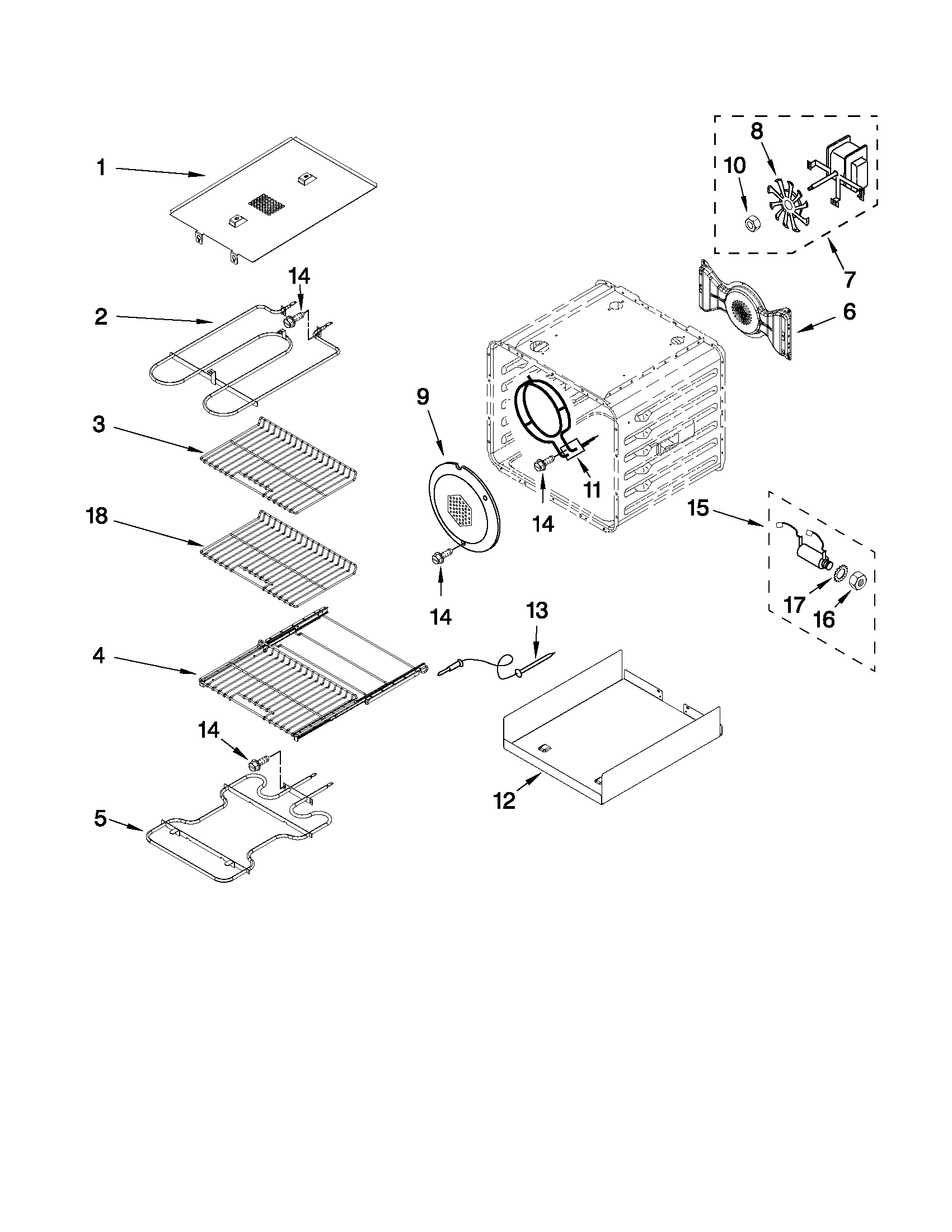18" internal oven parts