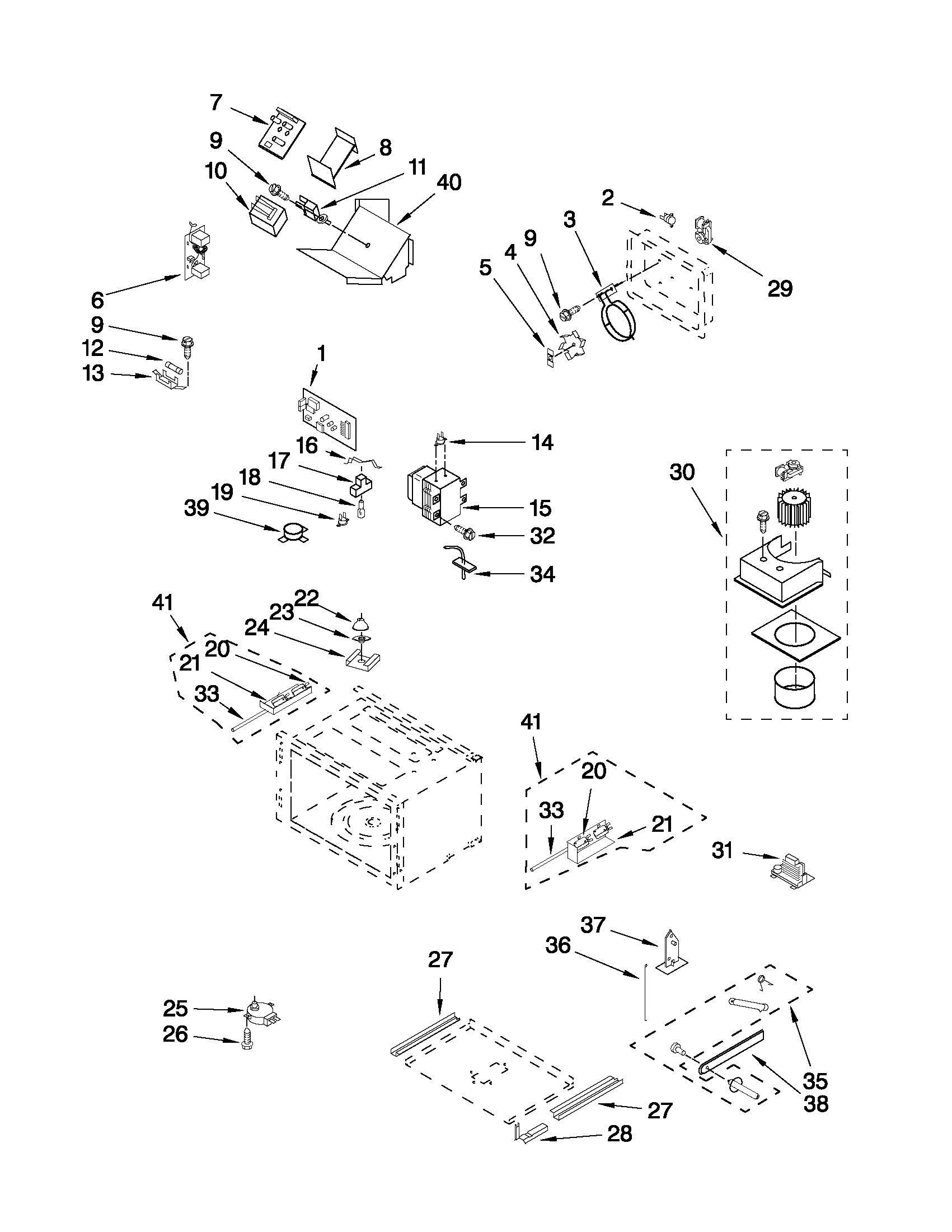 Cabinet and stirrer parts