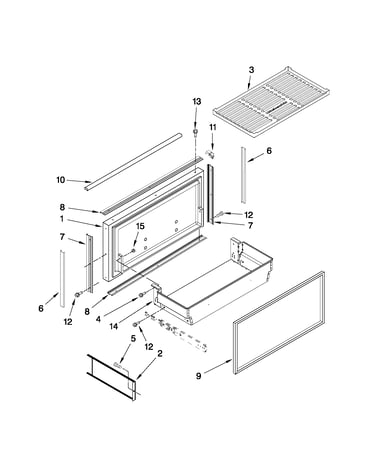 Freezer door and basket parts