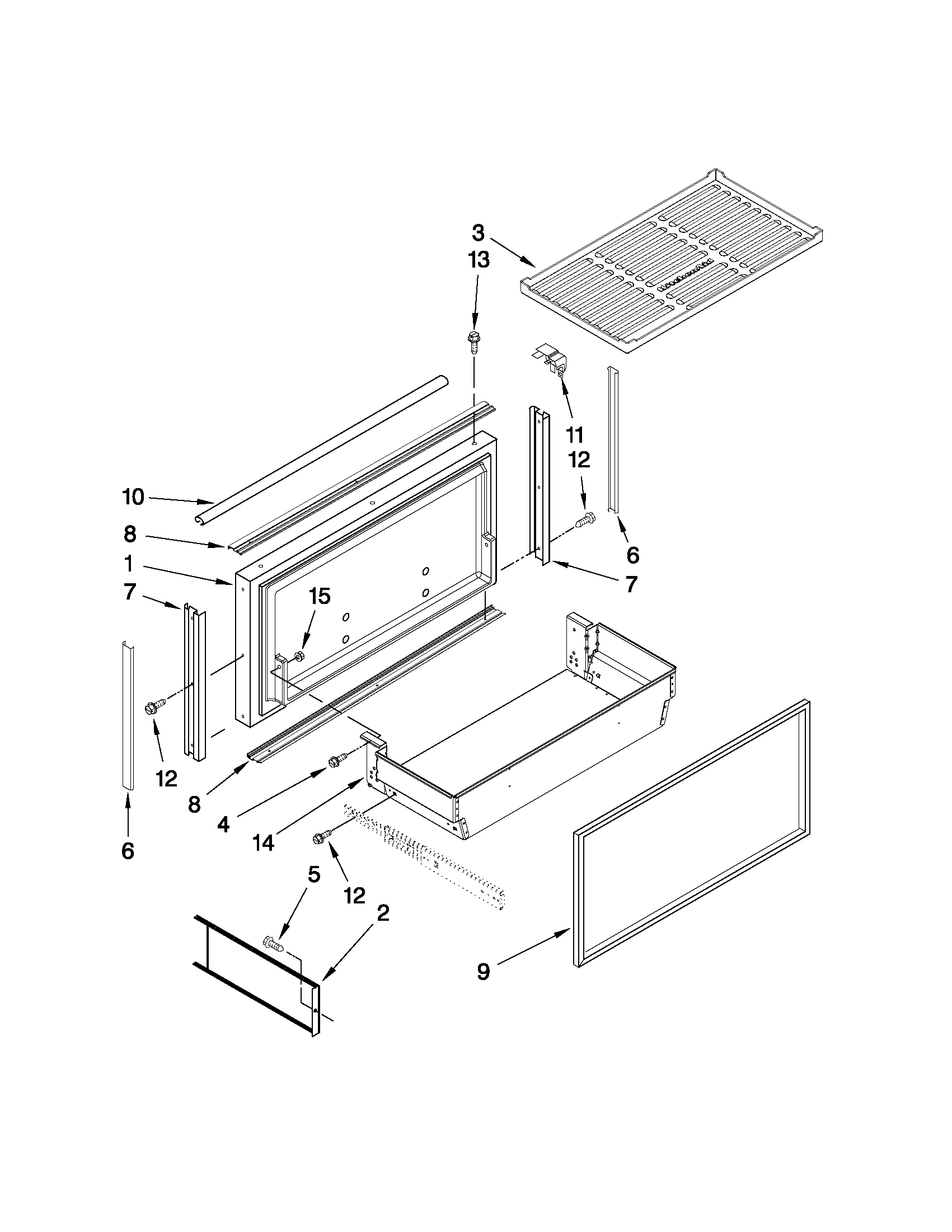 Freezer door and basket parts