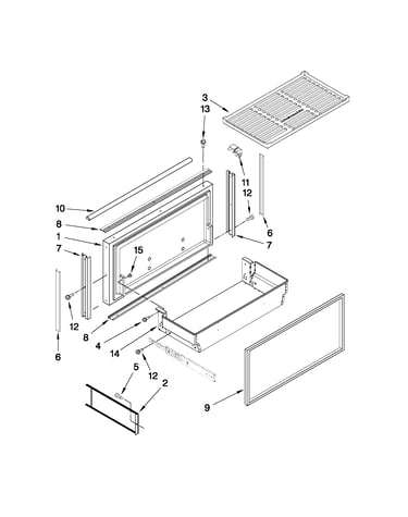 Freezer door and basket parts
