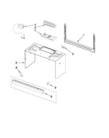 Cabinet and installation parts