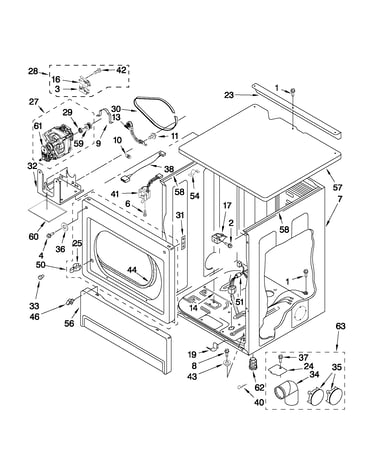 Upper cabinet and front panel parts