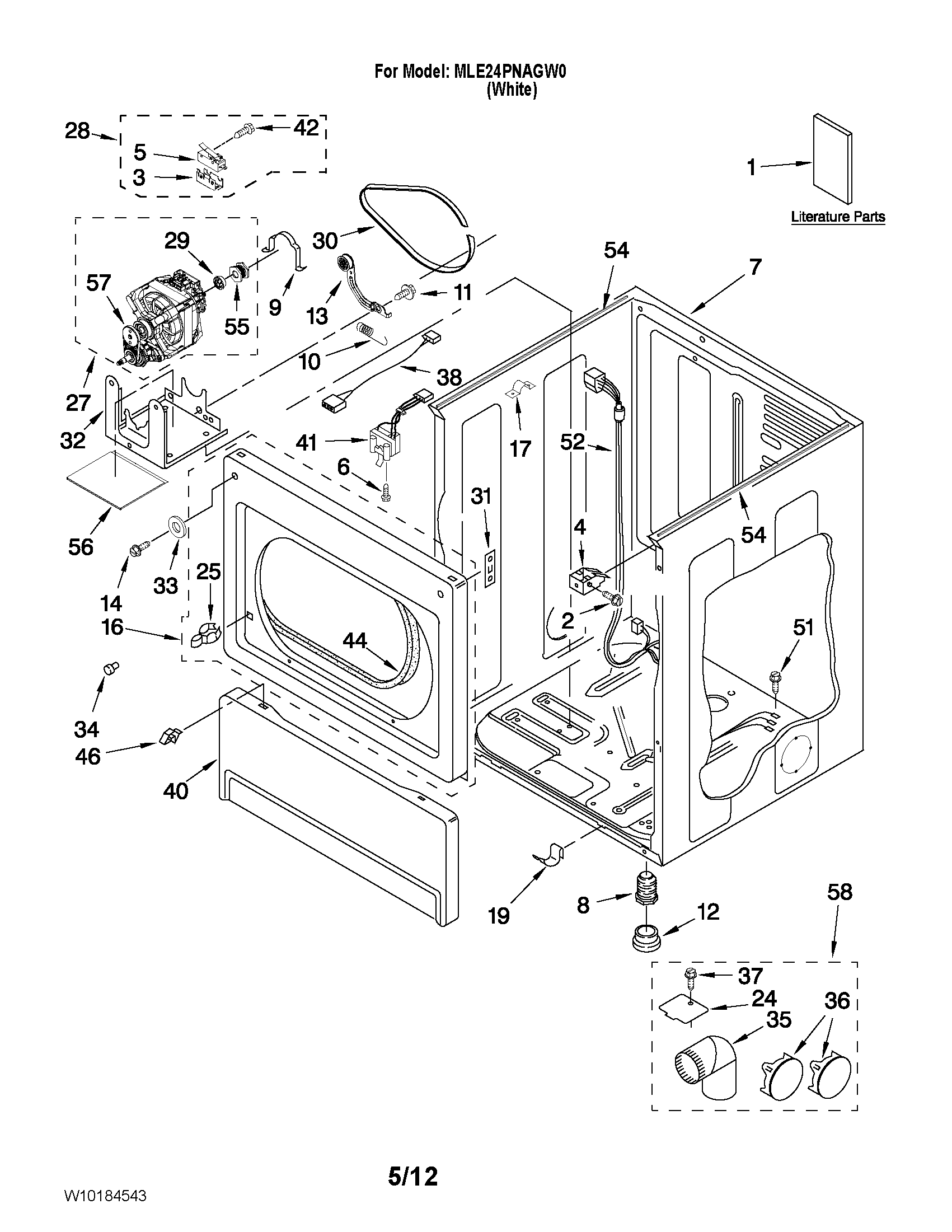 Lower cabinet and front panel parts