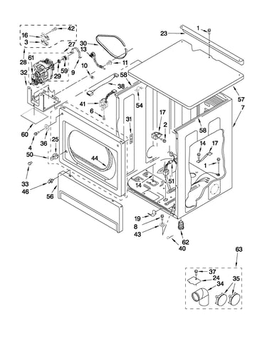 Upper cabinet and front panel parts