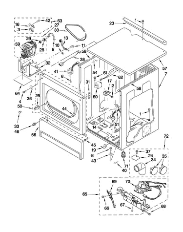 Upper cabinet and front panel parts