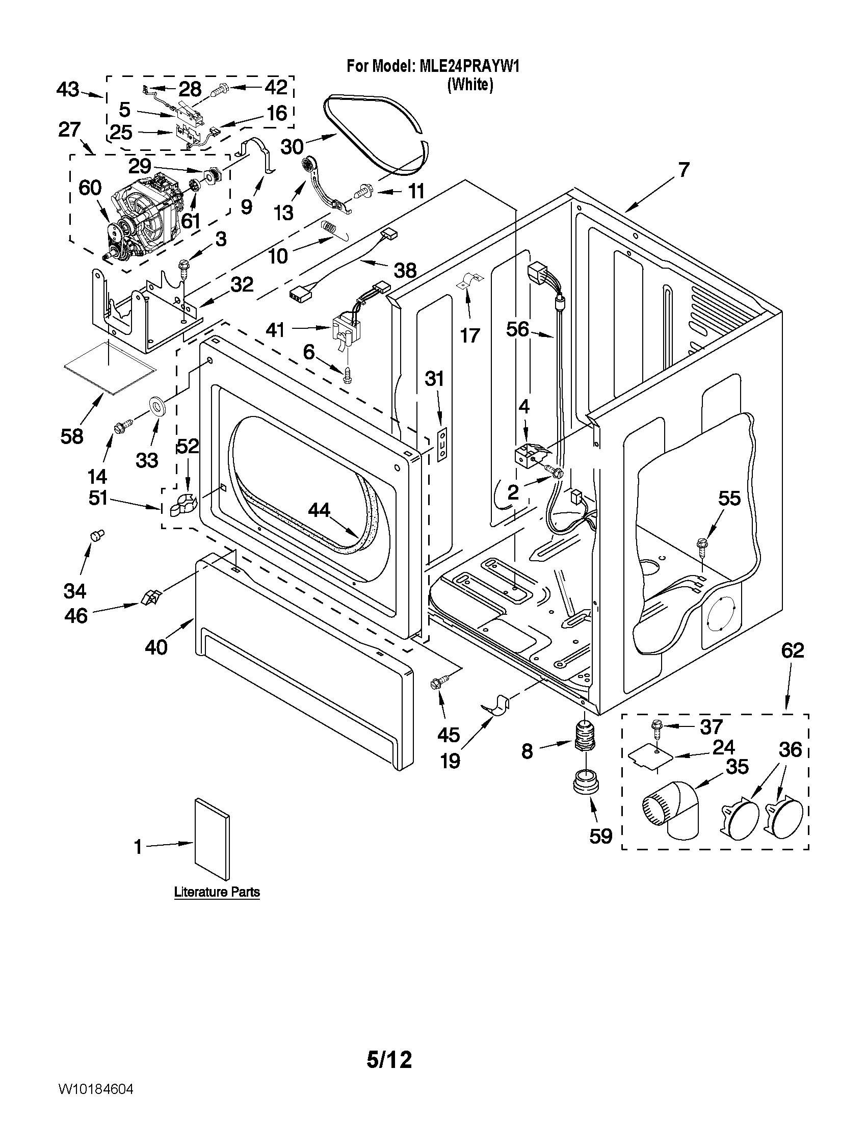 Lower cabinet and front panel parts