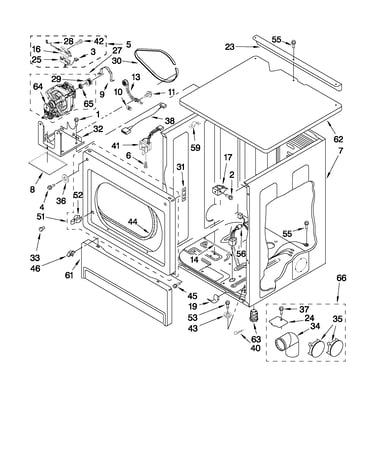 Upper cabinet and front panel parts
