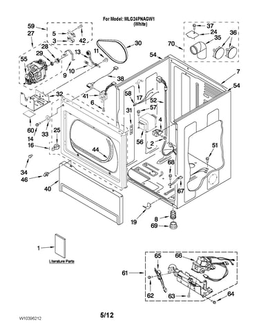 Lower cabinet and front panel parts
