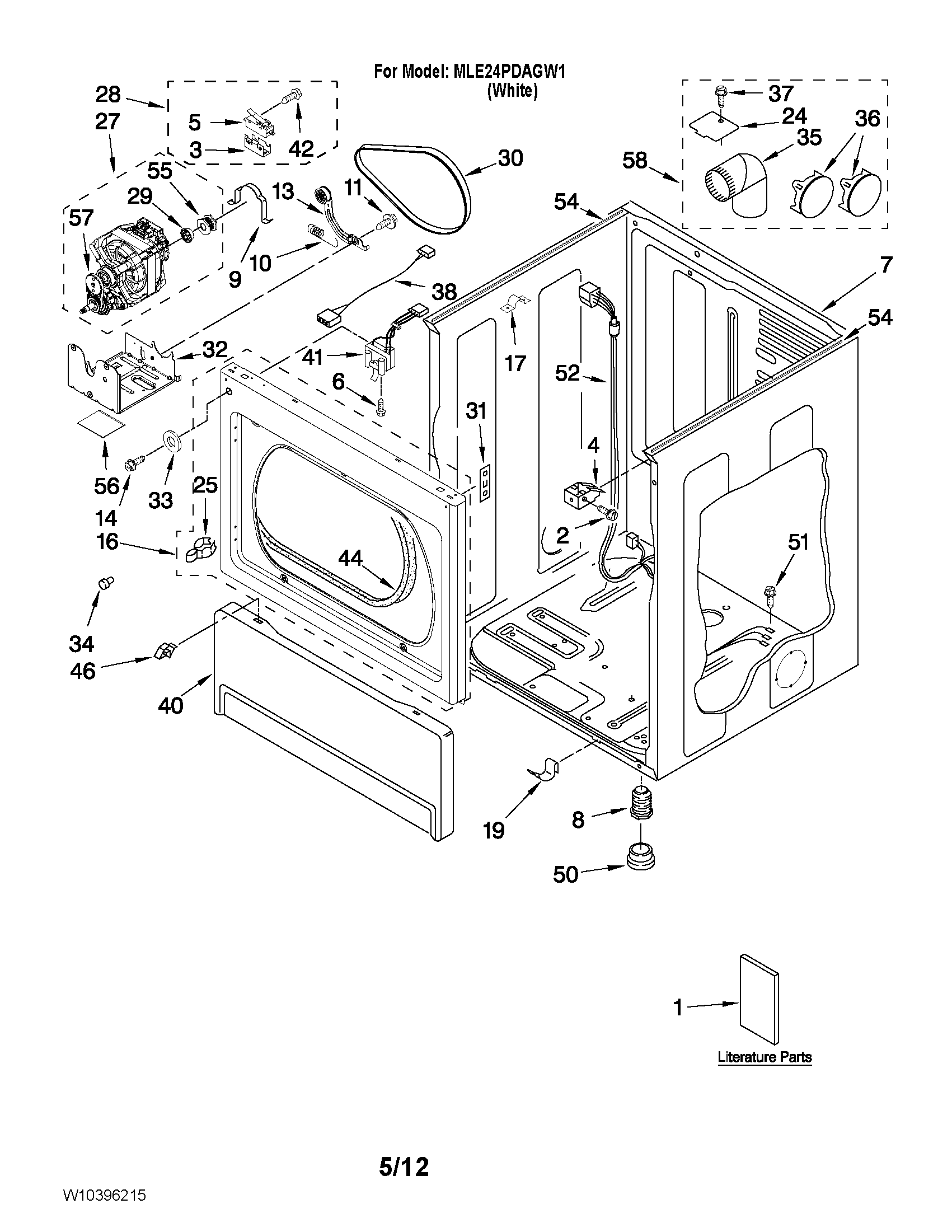 Lower cabinet and front panel parts