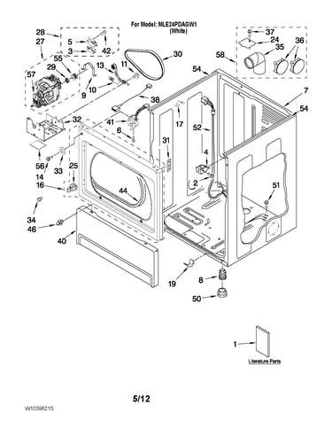 Lower cabinet and front panel parts