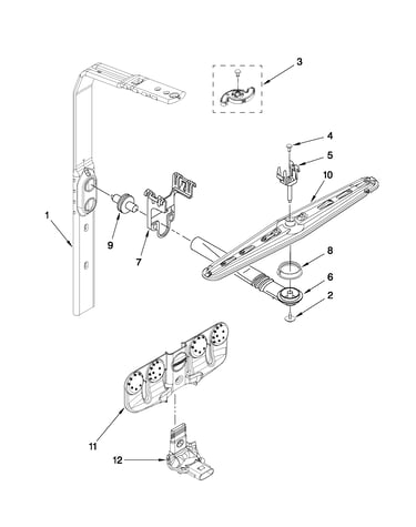 Upper wash and rinse parts