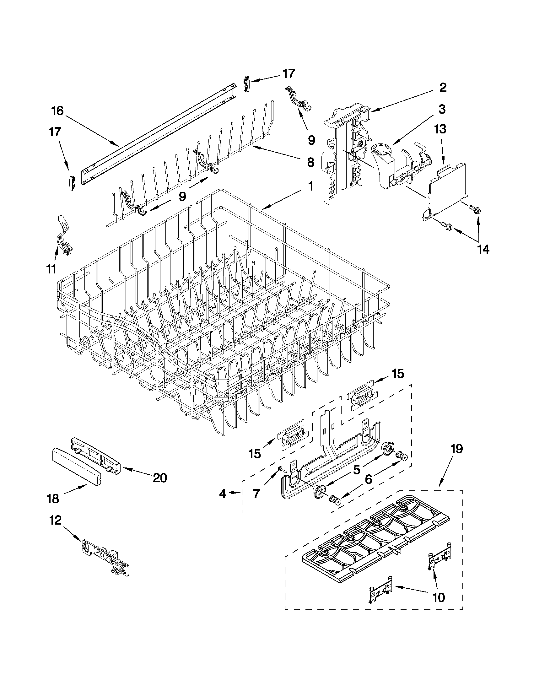 UPPER RACK AND TRACK PARTS