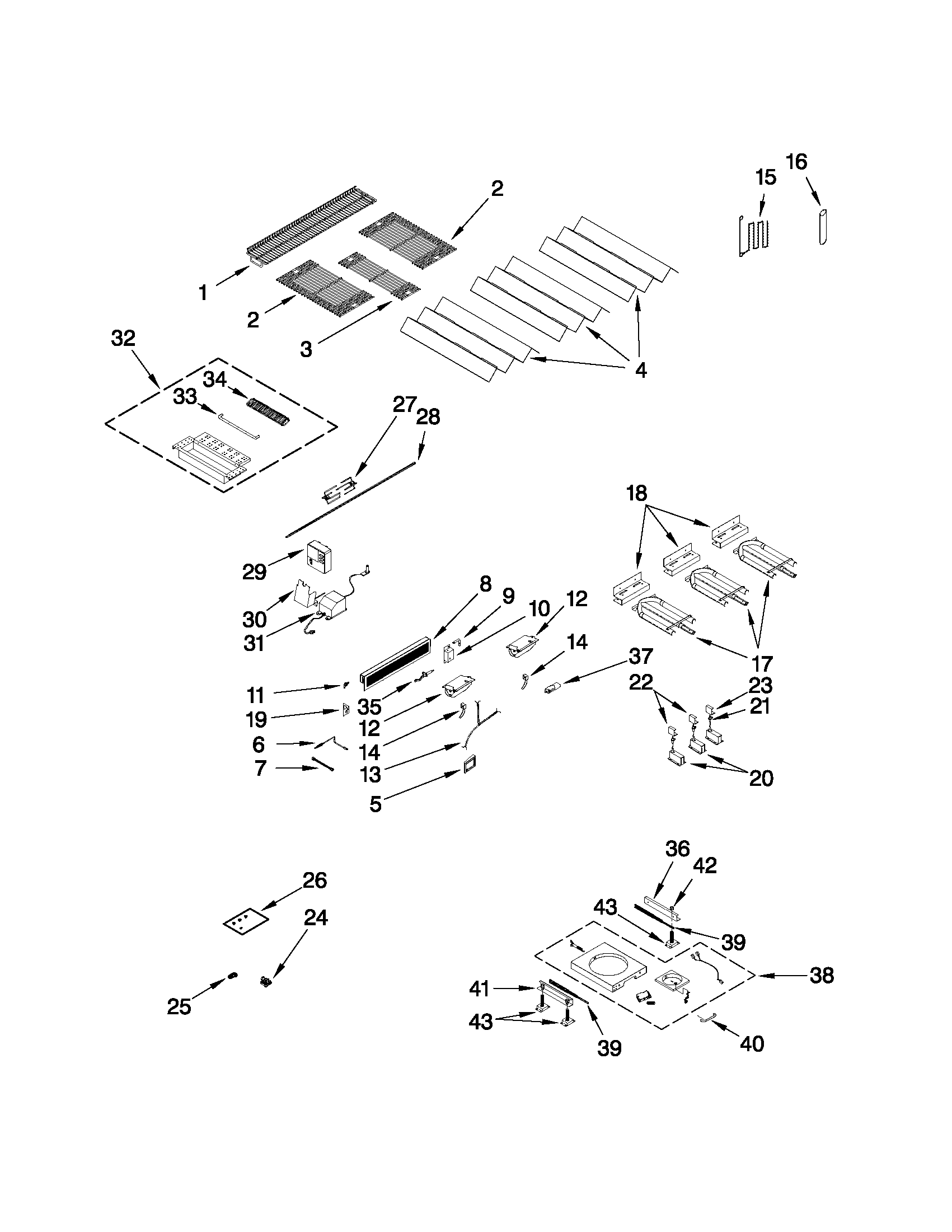 BURNERS, GRATES, AND LIGHTS PARTS