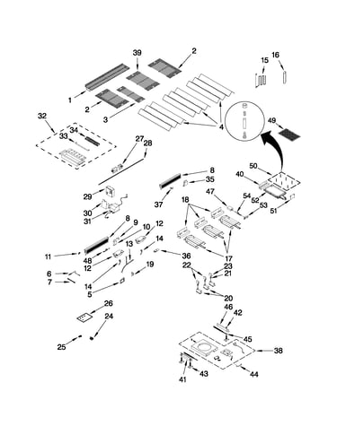 Burners, grates, and lights parts