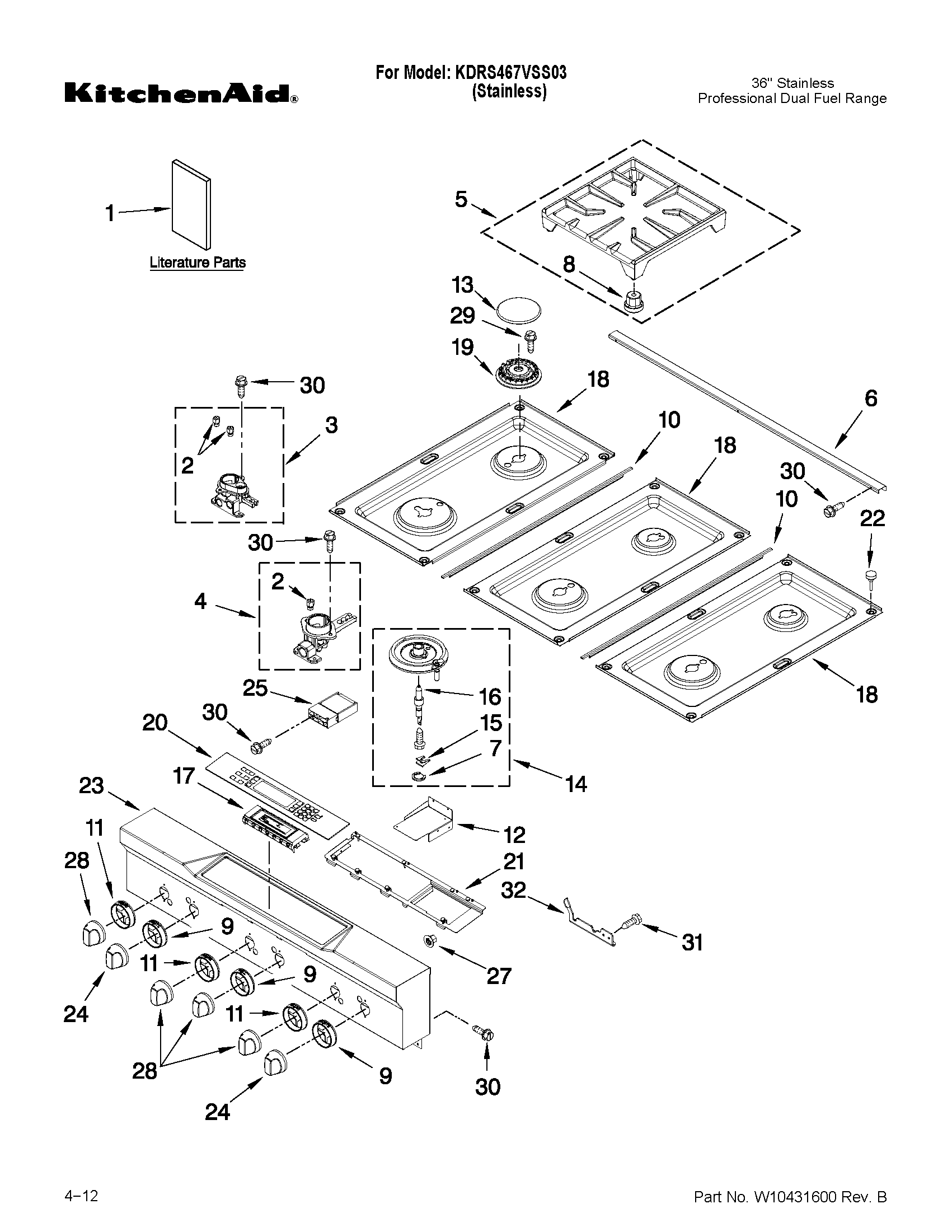 COOKTOP, BURNER AND GRATE PARTS