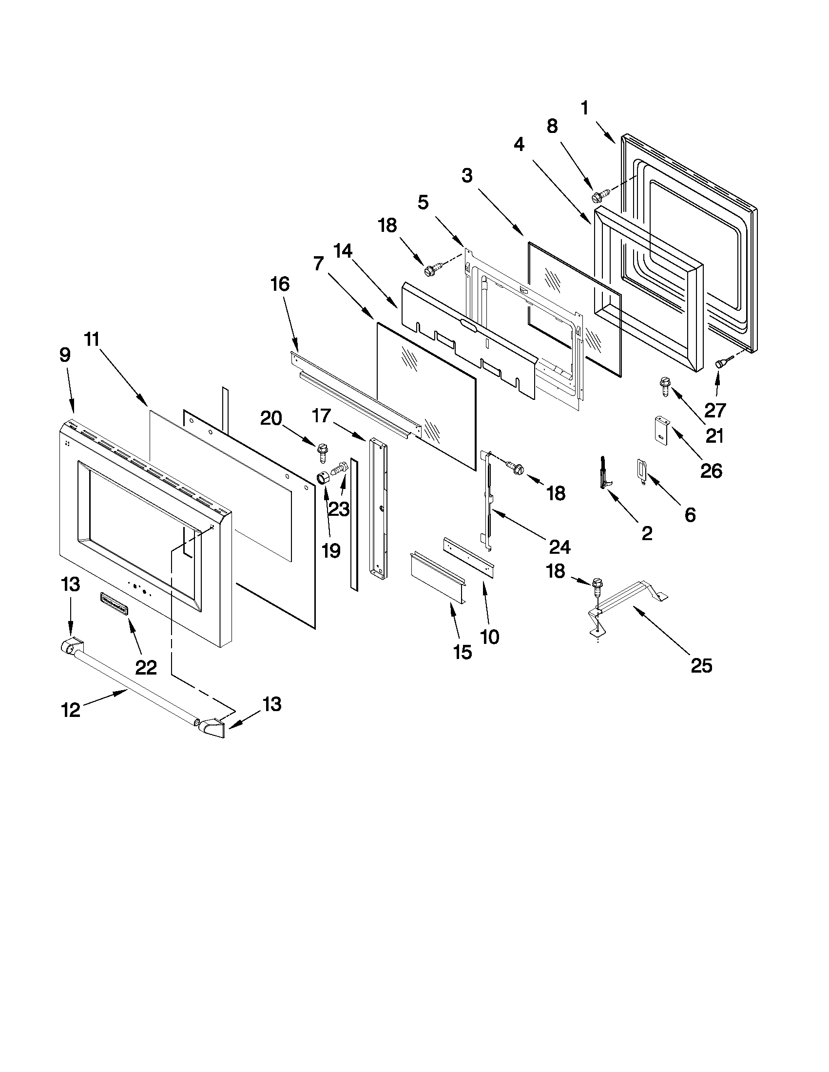 Oven door parts