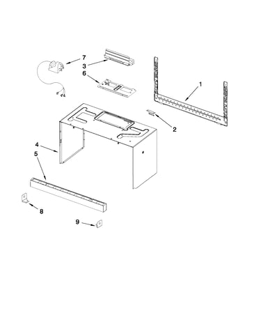 Cabinet and installation parts