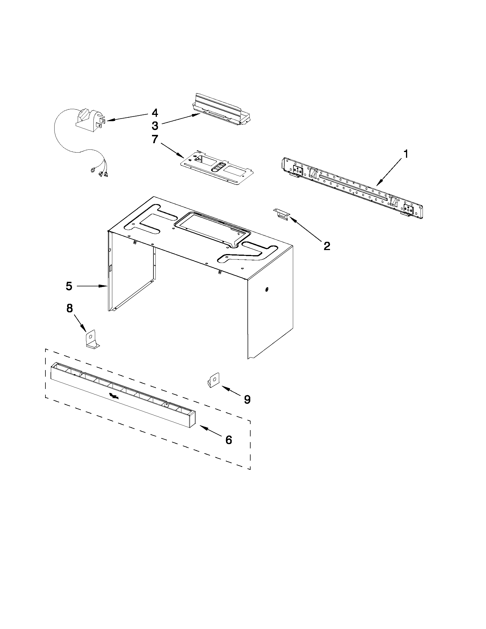 Cabinet and installation parts