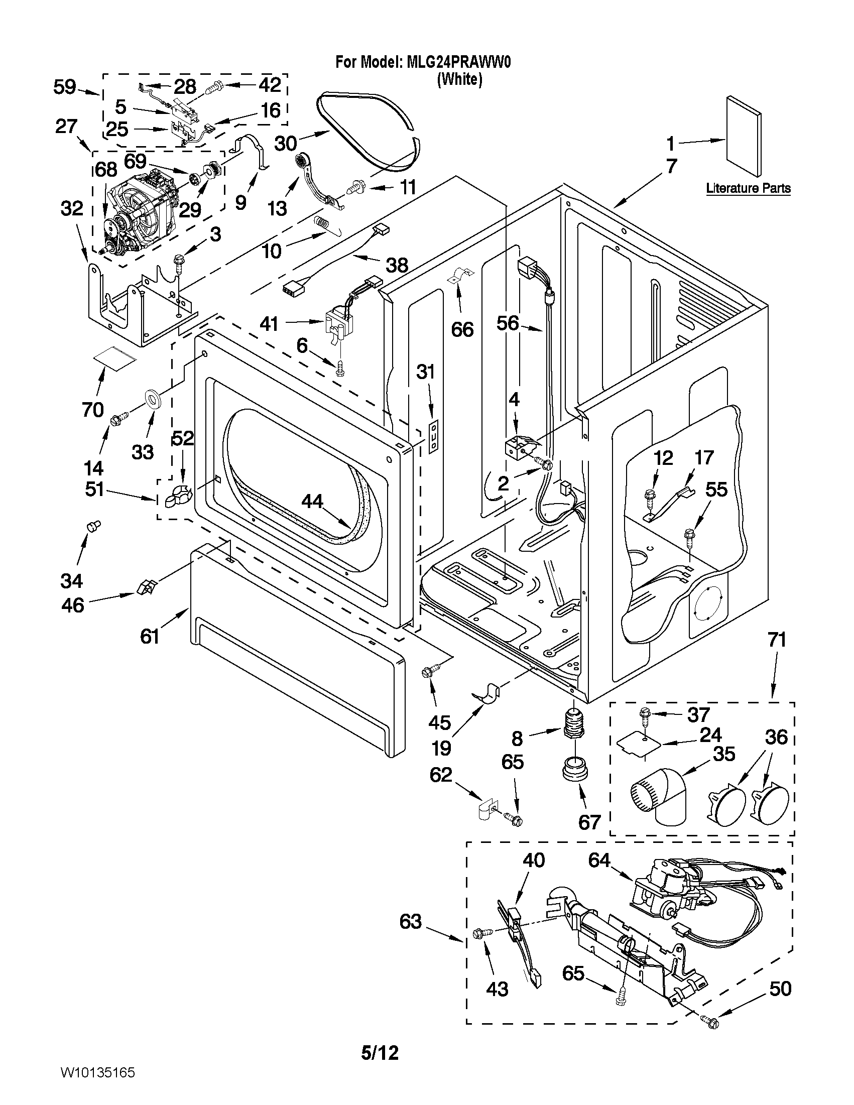 Lower cabinet and front panel parts