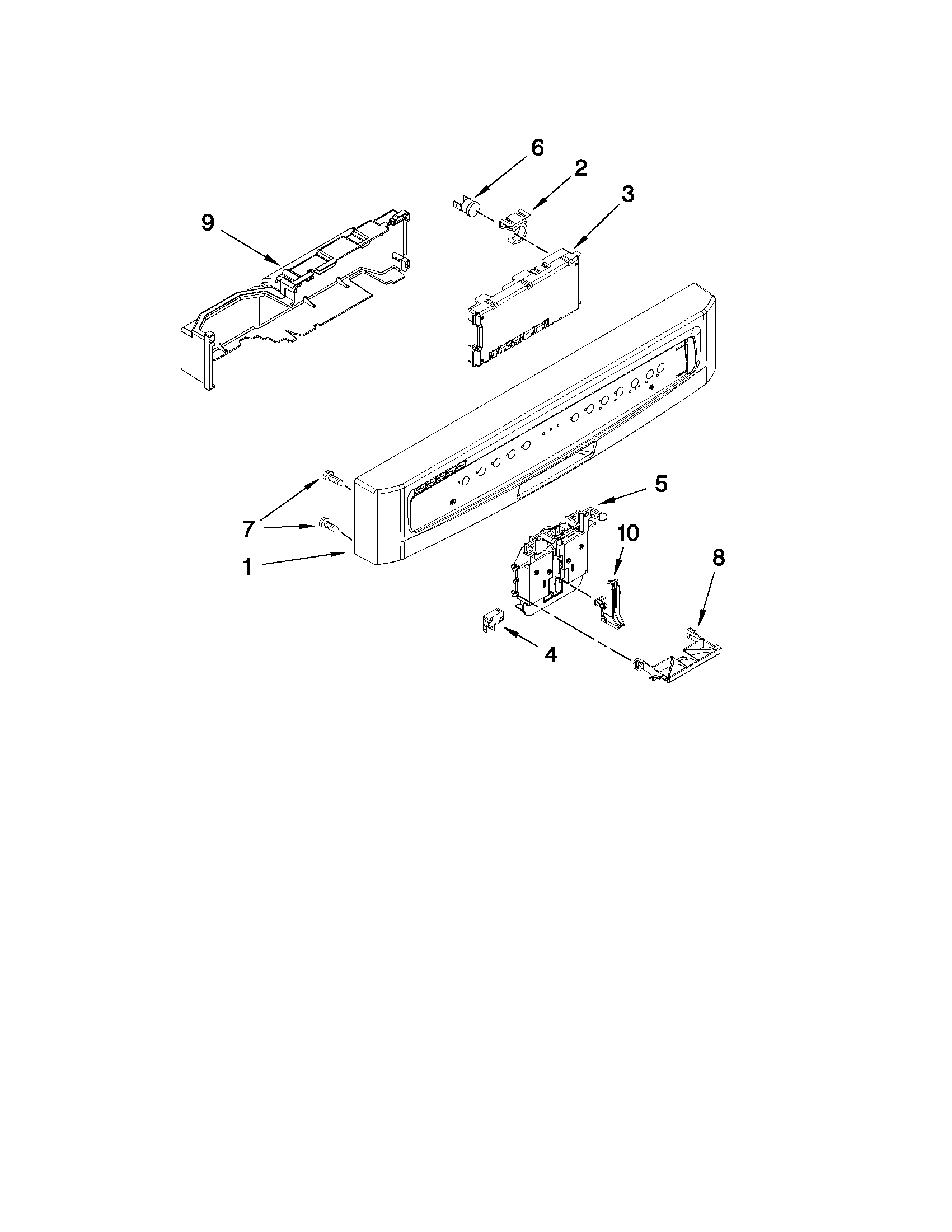Control panel and latch parts