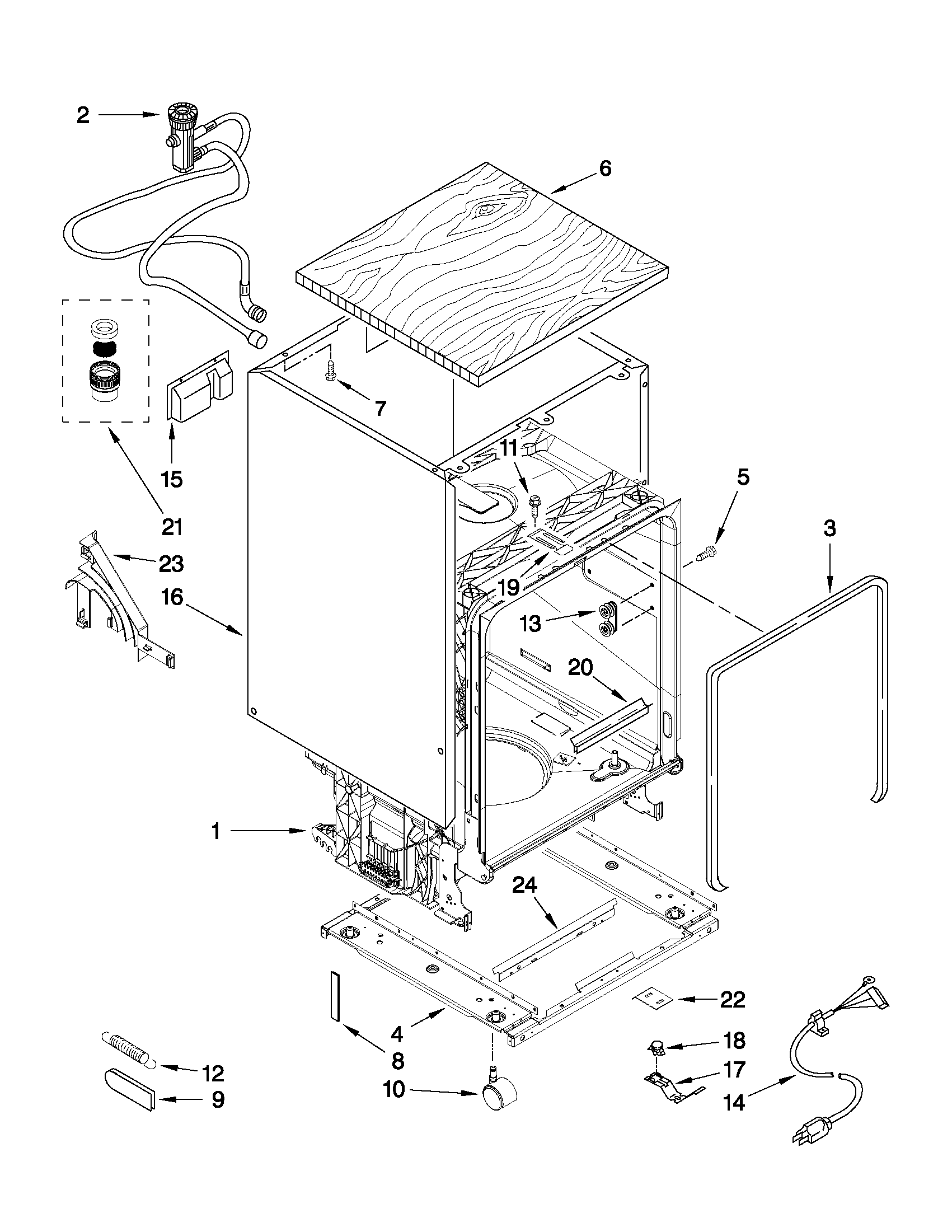 Tub and frame parts