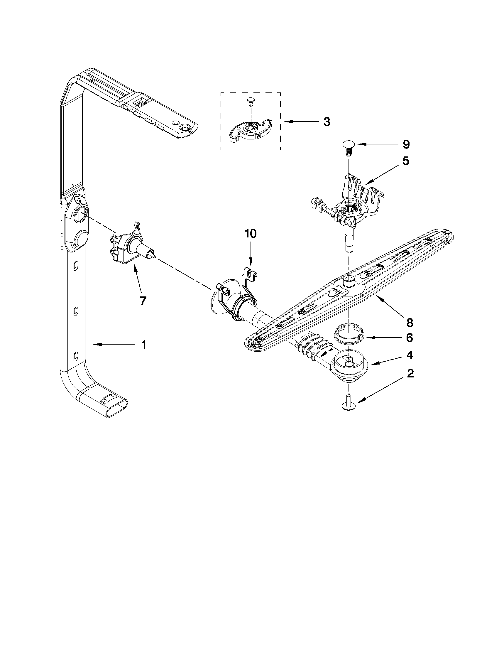 Upper wash and rinse parts