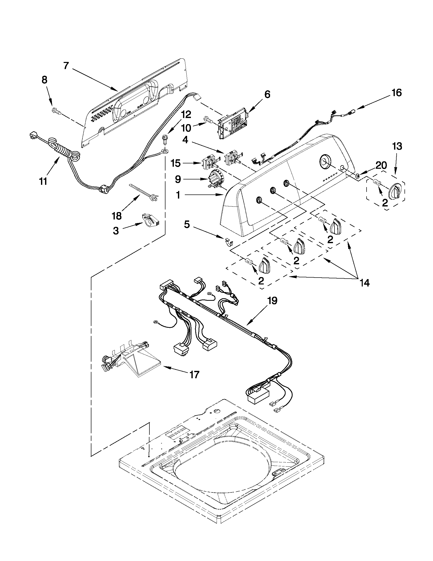 Controls and water inlet parts