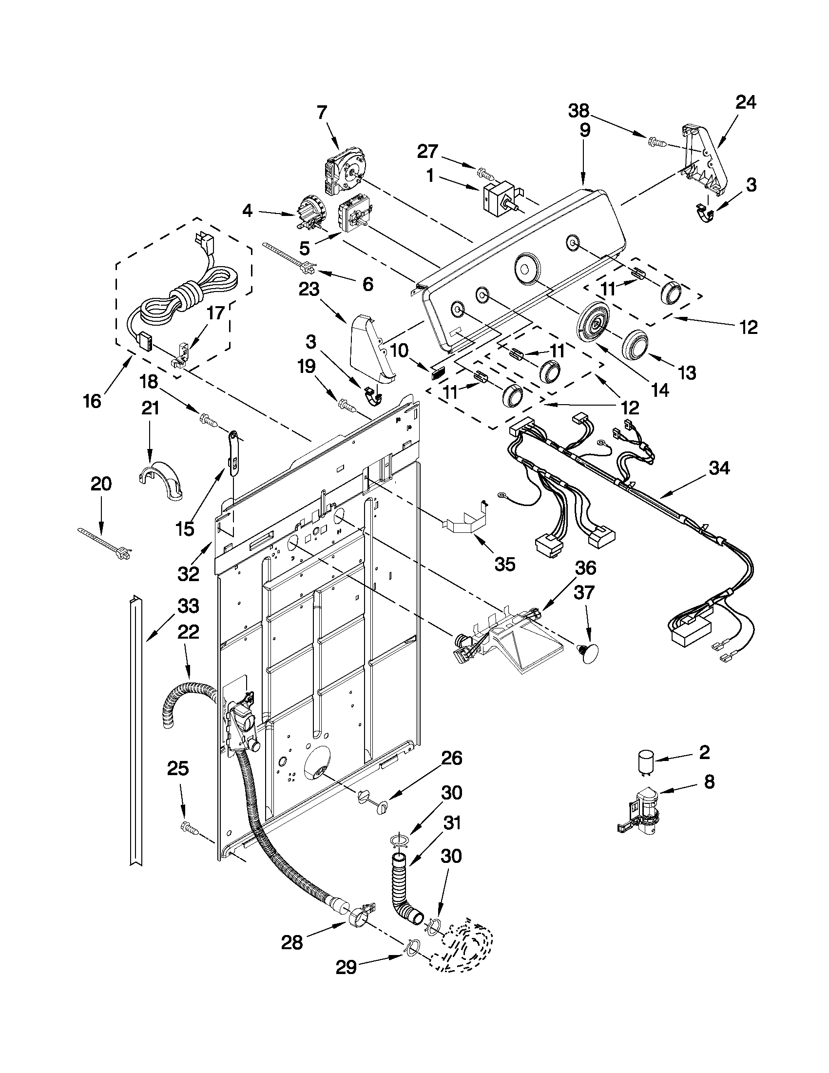 Controls and rear panel parts