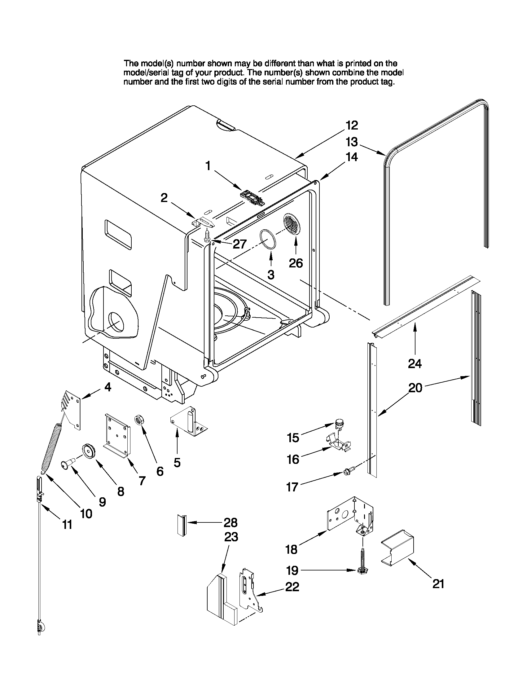 Tub and frame parts